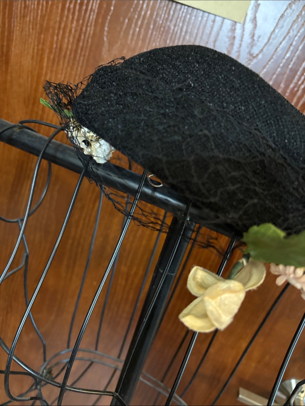 Vintage Black Floral Embellished Hat- Women's Accessory - Picture 7 of 7